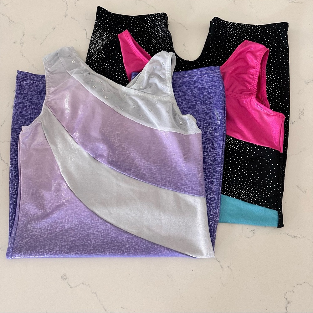 Colorful Gymnastics Leotards Set fits 12-13yrs